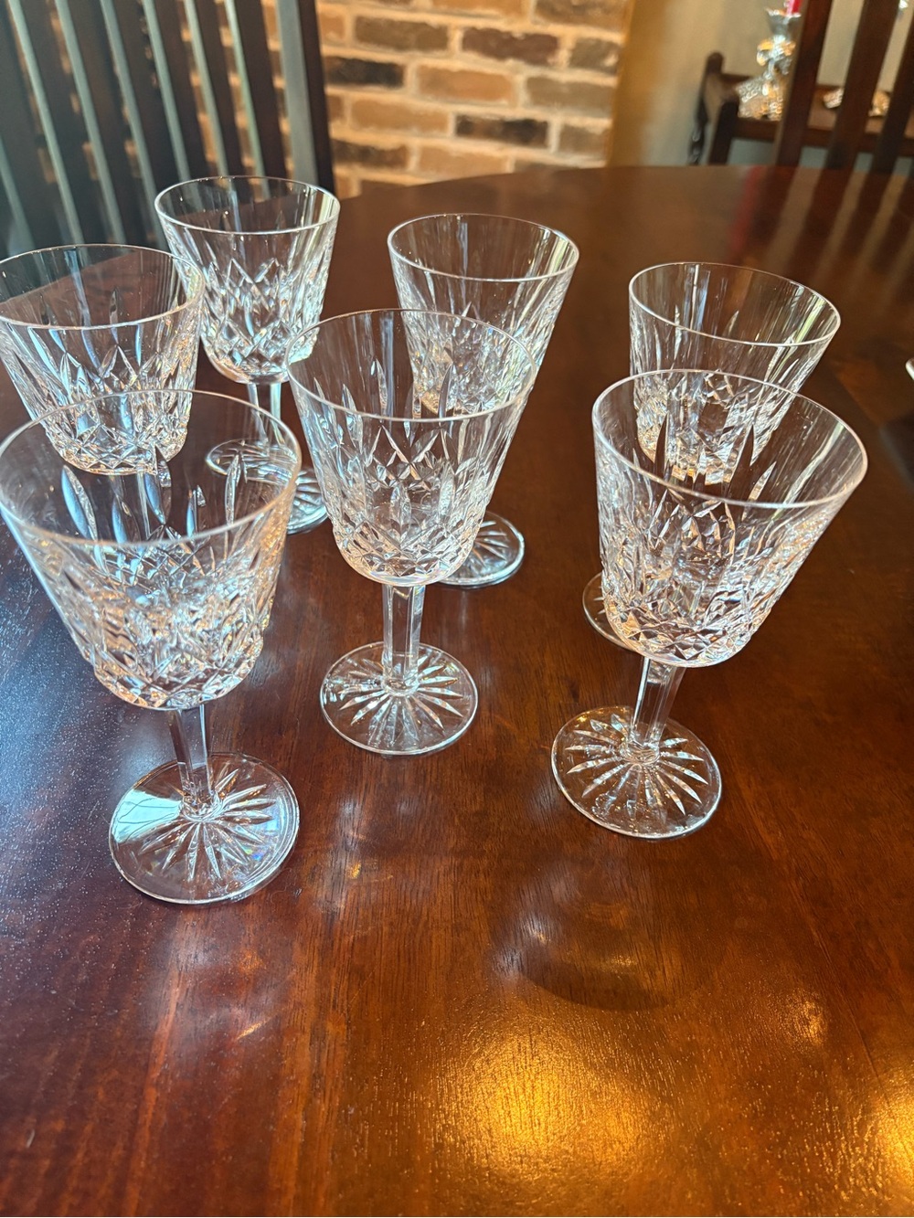 Waterford Crystal Lismore Claret Wine Glasses, Vintage, Signed, 5 7/8" Set of 7